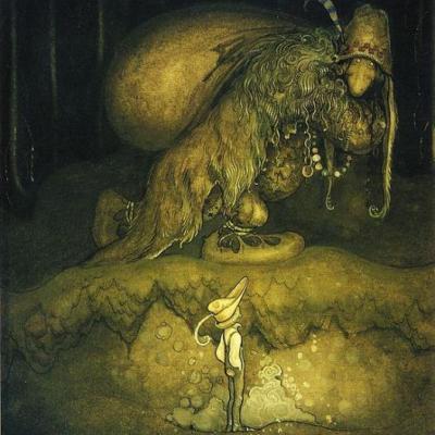 Illustration pour le conte: The boy and the trolls or The Adventure