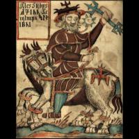 Odin sur son cheval Sleipnir (image extraite d’un manuscrit islandais du XIIIème siècle)