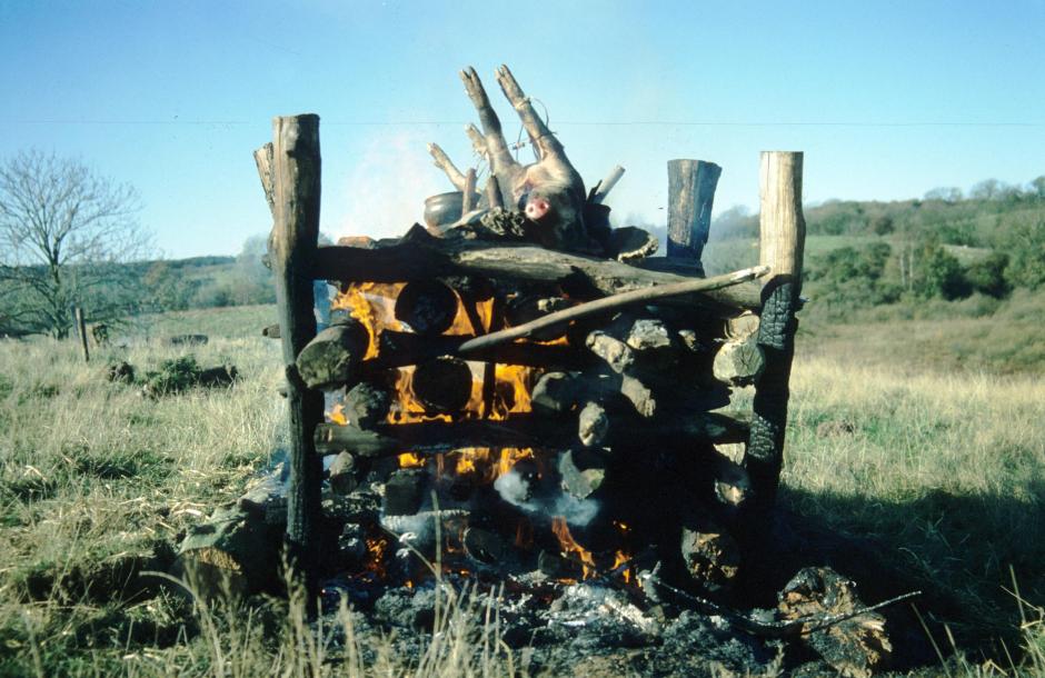 Danemark - Mogens Bo Henriksen a étudié les bûchers funéraires en procédant à la crémation de porcs morts, photo par Mogens Bo Henriksen