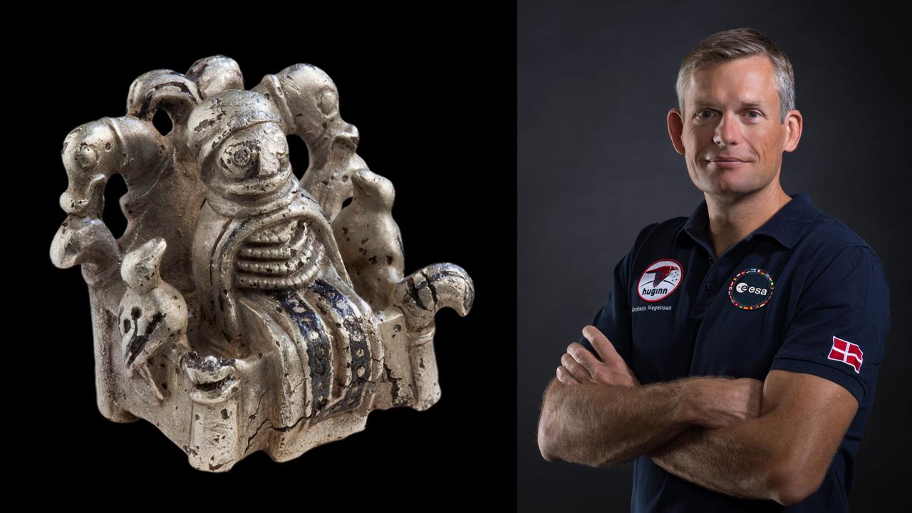 Danemark- La figurine Odin de Lejre dont une copie part en mission dans l'espace avec l'astronaute Andreas Mogensen - Photos: Musée national du Danemark et ESA