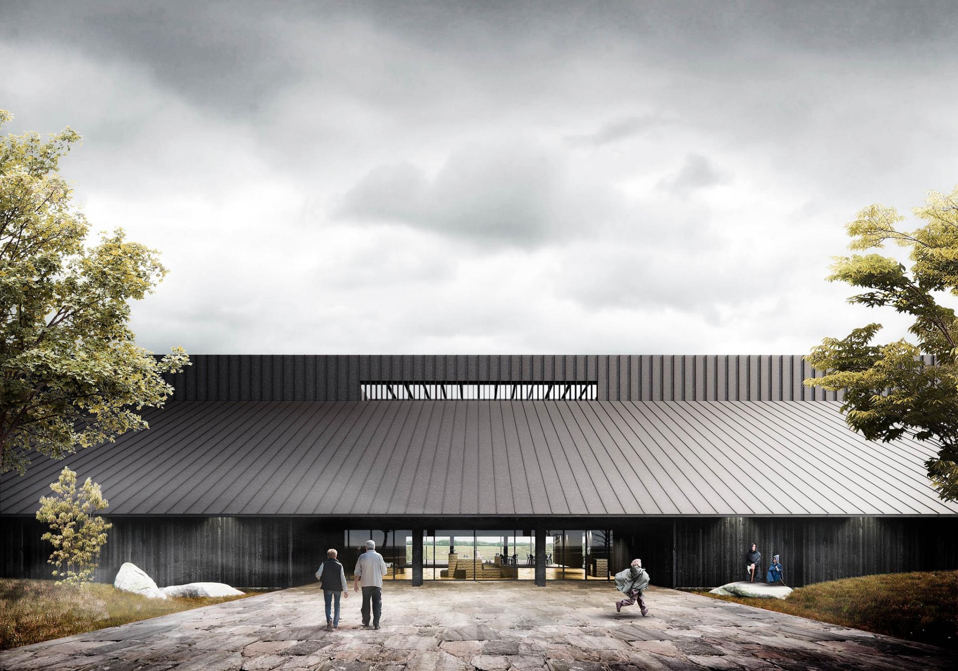 Danemark - Le projet retenu pour le futur Borgring Experience Center ressemble à une halle viking moderne - Illustration: LOOP Architects