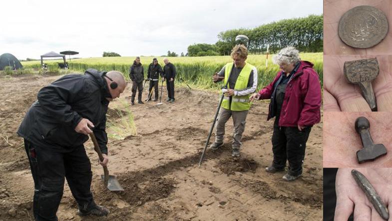 Danemark - Quelques uns des 200 objets découverts dans un champs de la péninsule de Salling - Photos: Steen Don