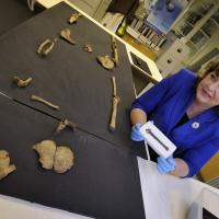 Ecosse - Fiona Hyslop montre la boucle de ceinture du Xème siècle découverte sur le site d'Auldhame - Photo: Historic Scot