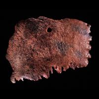 Fragment de crâne de 8,2 cm de long découvert à Ribe comportant une inscription runique qui demande l'aide d'Odin - Photo: Musée national de  Copenhague