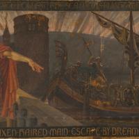 France - Une des septs toiles de l'oeuvre de Walter Crane, The Skeleton in Armor - Image: La Gazette Drouot