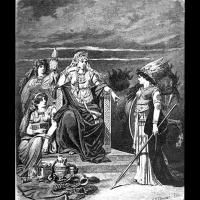 Frigg en compagnie de Fulla et Gná - Illustration: C.E. Doepler