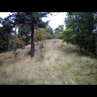 Tumulus de Björn Côtes-de-Fer sur l'île de Munsö, dans le lac Mälaren , Suède . Le tumulus est couronné par une pierre runique.