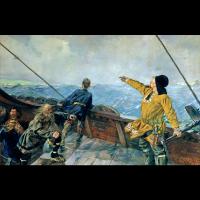 Leif eirikson découvrant l' Amérique par Christian Krohg
