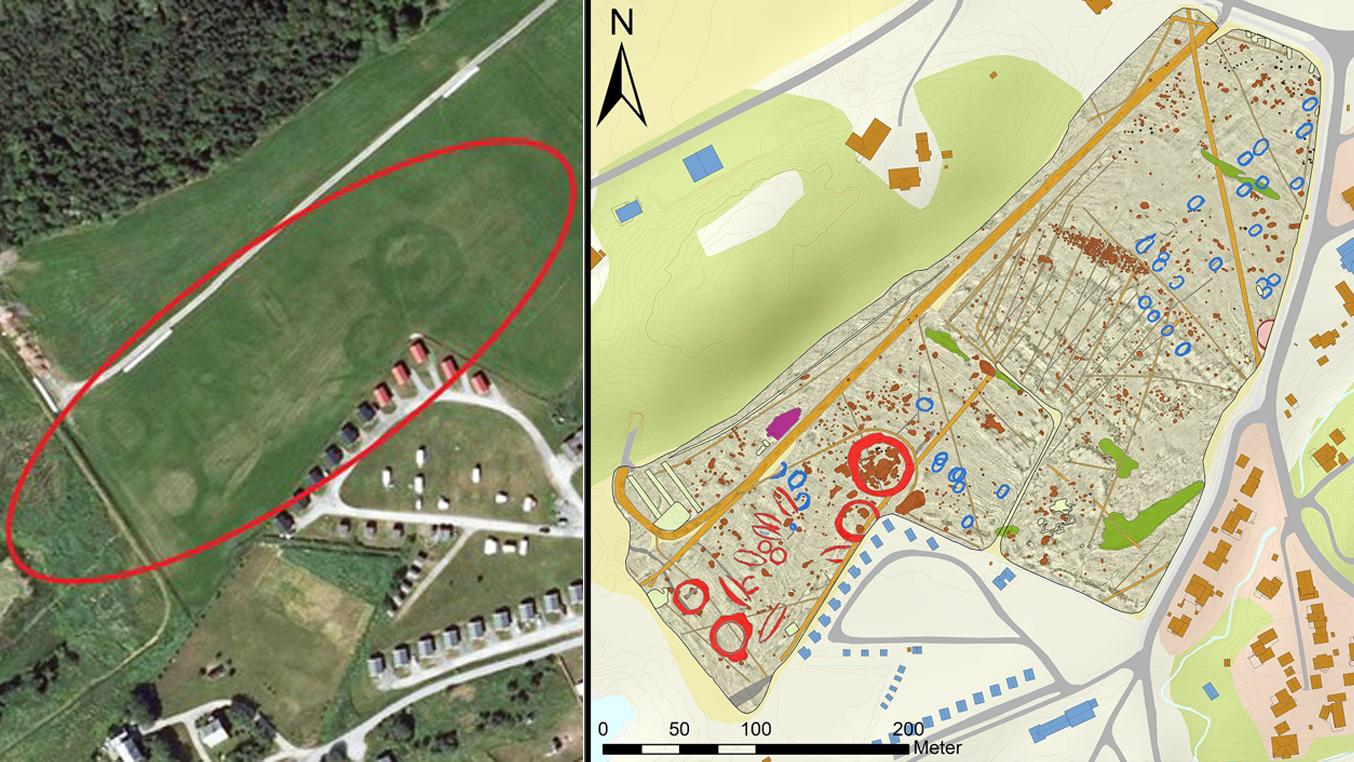 Norvège - 15 tertres funéraires, 32 mystérieux fossés et 1257 fosses découverts sur un site de l'Âge Viking à Bodø - Illustration: NTNU Vitenskapsmuseet et NRK