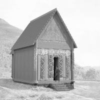 Norvège - Reconstitution de l'église en bois debout d'Urnes de 1070 conçue par Nick Walkley - Image générée par IA: Nick Walkley
