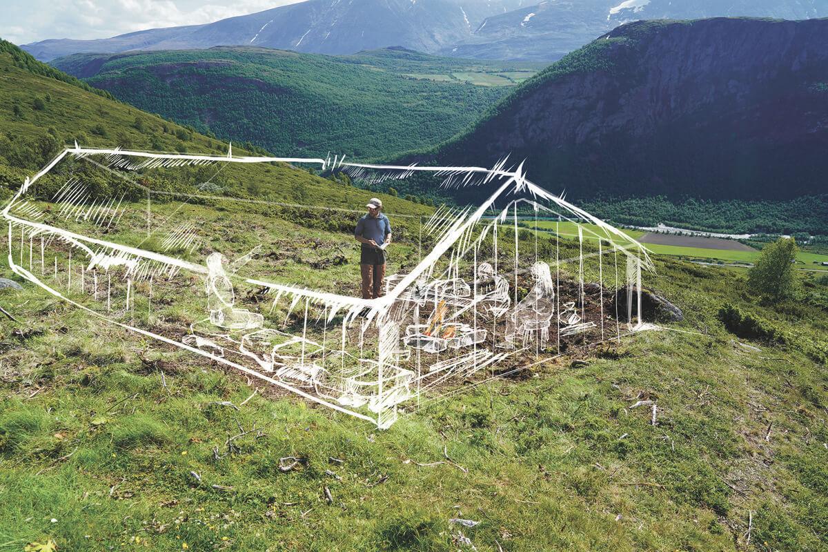 Norvège - Reconstitution de l'une des maisons datant de l'Âge Viking dans le hameau de Neto - Illustration: Espen Finstad et Hege Vatnaland