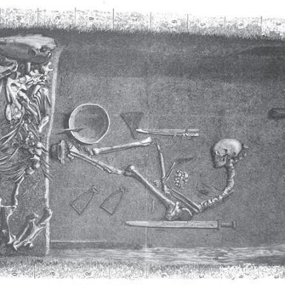 La sépulture Bj 581 d'après le plan originel établi par Hjalmar Stolpe en 1889 - Illustration: Evald Hansen